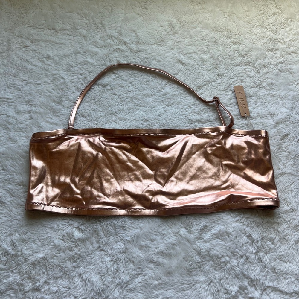 SKIMS Women's Metallic Swim Bandeau Top Copper SW-BND-0025 Size 3X NEW